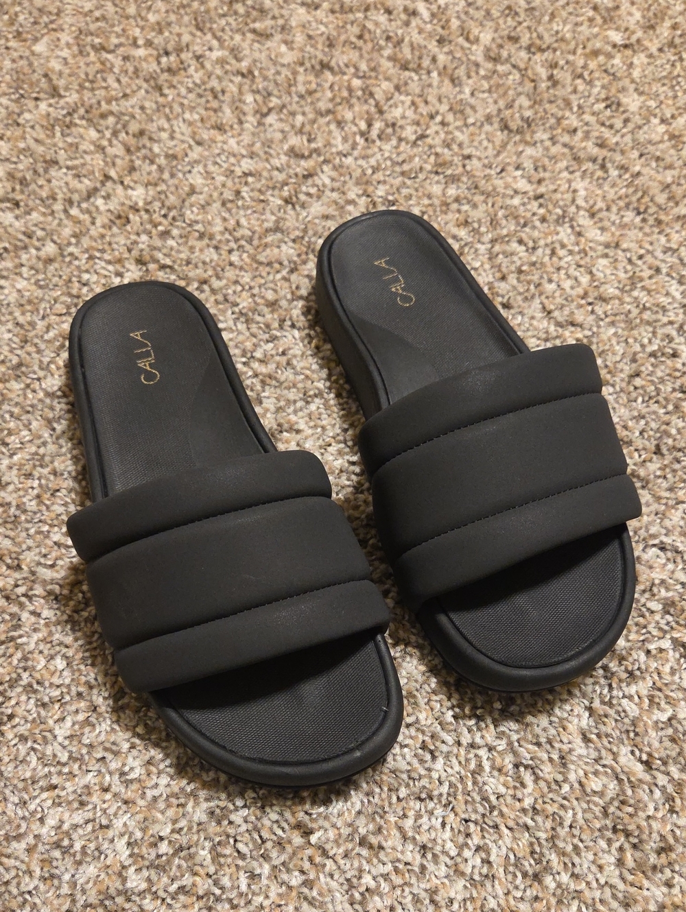 CALIA Women's Black Cushioned Slide Sandals